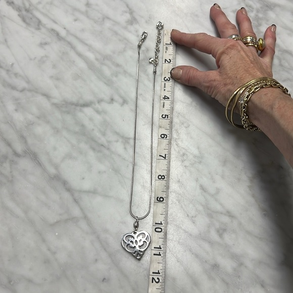 Brighton Geneva Heart Silver Plated Adjustable Filagree Cut Out Necklace Retired - Picture 6 of 8